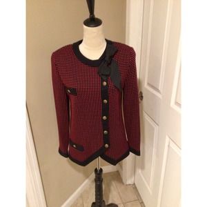 Vintage sweater jacket from Italy size 10 red and black beautiful buttons